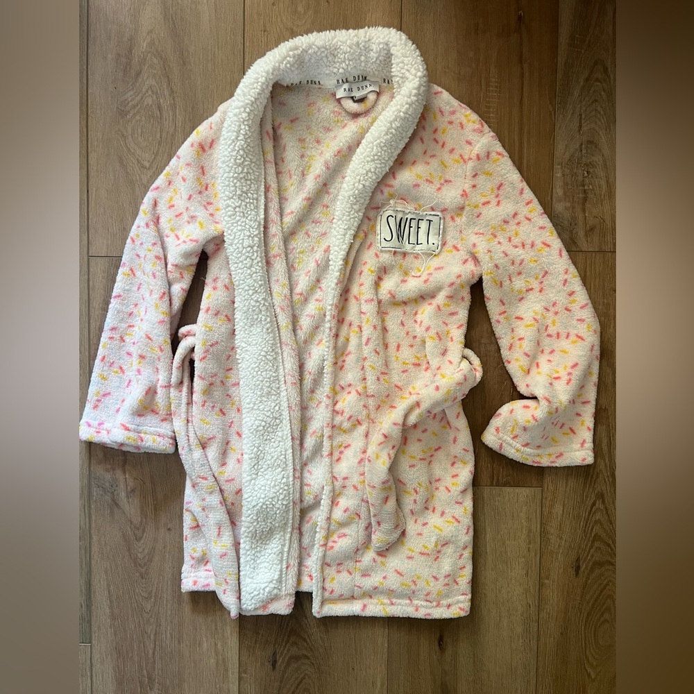 Rae Dunn Girls Fleece and Sherpa Robe SWEET sprinkles Medium 7-8